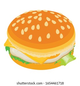 Cheeseburger icon. Isometric illustration of cheeseburger vector icon for web