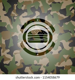 cheeseburger icon on camo pattern