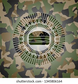 cheeseburger icon on camo pattern