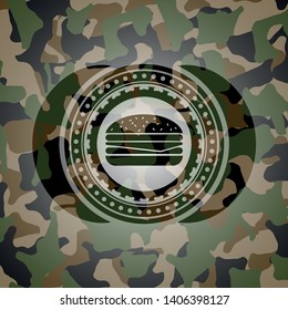 cheeseburger icon on camo pattern