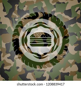 cheeseburger icon on camo texture