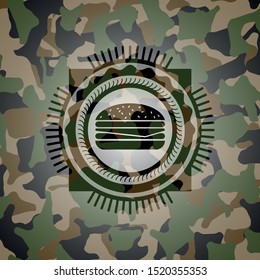 cheeseburger icon on camouflage texture