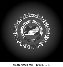 cheeseburger icon on grey camo pattern