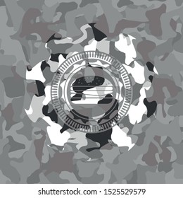 cheeseburger icon on grey camo texture