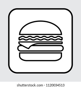 Cheeseburger icon, outline design. Fast food. Vector illustration
