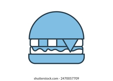 Cheeseburger icon. icon related to fast food. suitable for web site, app, user interfaces, printable etc. flat line icon style. simple vector design editable