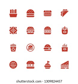 cheeseburger icon set. Collection of 16 filled cheeseburger icons included Sandwich, Hamburguer, Hamburger, Fries, Burger, No fast food