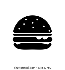 Cheeseburger icon. Silhouette flat design vector illustration