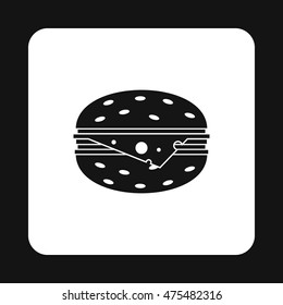 Cheeseburger icon in simple style isolated on white background. Fast food symbol