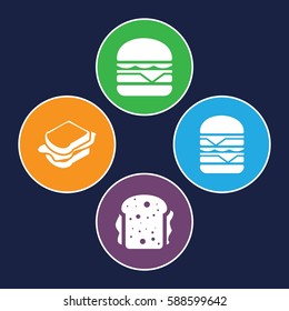 cheeseburger icons set. Set of 4 cheeseburger filled icons such as sandwich, double burger