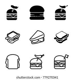 Cheeseburger icons. set of 9 editable filled and outline cheeseburger icons such as burger, sandwich