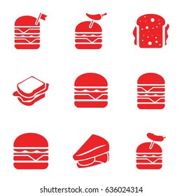 Cheeseburger icons set. set of 9 cheeseburger filled icons such as sandwich, double burger with flag, burger with pepper