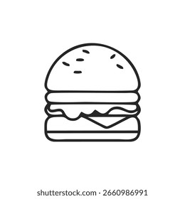 Ilustración de hamburguesa de queso sobre fondo blanco 
