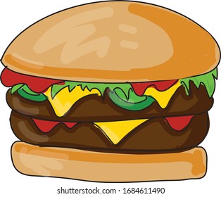 Cheeseburger illustration vector on a white background