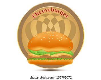 Cheeseburger label on a white background