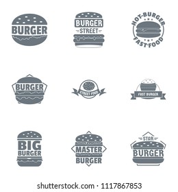 Cheeseburger logo set. Simple set of 9 cheeseburger vector logo for web isolated on white background