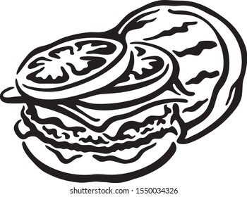 Cheeseburger on brioche bun isolated