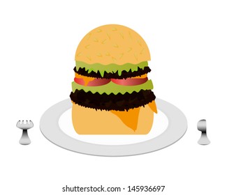 cheeseburger on the plate 