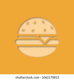 Cheeseburger paper cut out icon. Sandwich, burger. Vector silhouette isolated illustration
