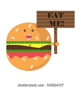 Cheeseburger with the plate,Eat me