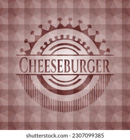 Cheeseburger red geometric emblem. Seamless. 