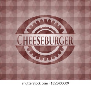 Cheeseburger red seamless emblem with geometric pattern.