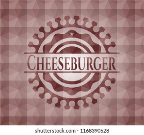 Cheeseburger red seamless geometric badge.
