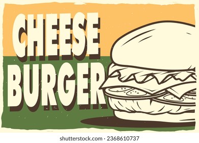 cheeseburger retro poster for print