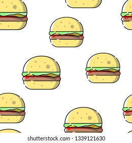 Cheeseburger seamless pattern. Fast food background.
