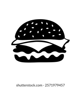 Cheeseburger silhouette icon vector illustration design on white background.