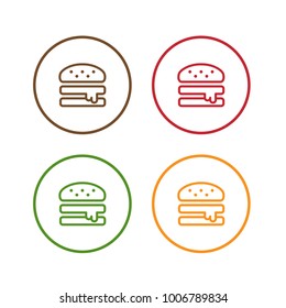 Cheeseburger simple outline stroke icons. Isolate on white background. Illustration. Vector.