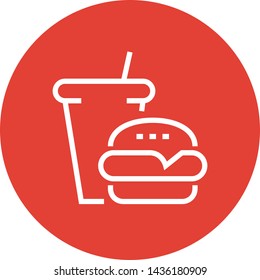 Cheeseburger And Soda Outline Icon