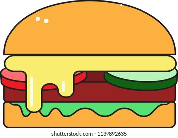 cheeseburger with tomato cucumber and beef
