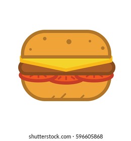 Cheeseburger. Vector flat icon.
