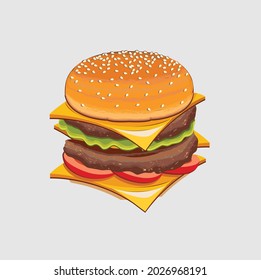 Gráficos vectoriales de Cheeseburger para afiche de medios sociales
