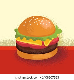 Cheeseburger vector illustration cartoon.  hamburger fast food.