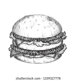 Cheeseburger. Vector illustration on white background.