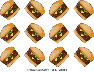 Cheeseburger vector tiled pattern vector