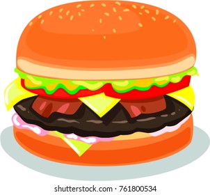 Cheeseburger-flat coloring style-illustration for the children