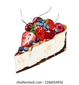 cheesecake with berries vector