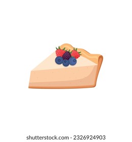 Cheesecake with berries, Vector Illustration isolated on white background