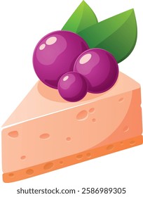 Cheesecake with blueberry vector illustration