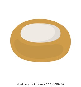 Cheesecake bun color vector icon. Flat design