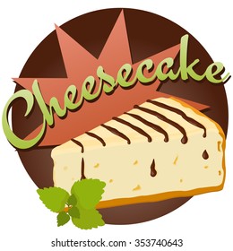 Cheesecake with chocolate vector illustration.