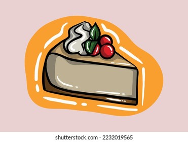 Cheesecake color icon. Basque burnt dessert. Crustless cheesecake. Food trends concept. Isolated vector illustration