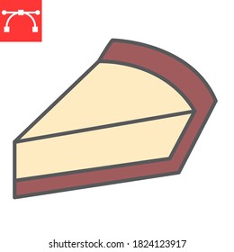 Cheesecake color line icon, dessert and cake, piece of cheesecake sign vector graphics, editable stroke filled outline icon, eps 10