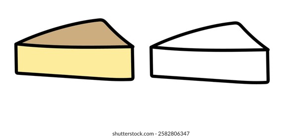 cheesecake drawing page. Simple cheesecake design for children's coloring page. black and white cheesecake vector design