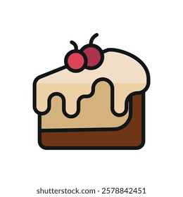 Cheesecake food icon designed in a modern and minimalist style, perfect for dessert shop branding, cafe menus, and food delivery platforms