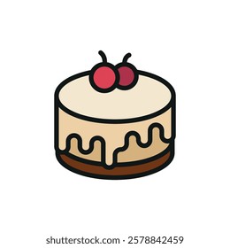 Cheesecake food icon designed in a modern and minimalist style, perfect for dessert shop branding, cafe menus, and food delivery platforms