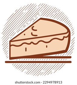 Cheesecake hand drawn vector illustration engraved style, sketch isolated on white.